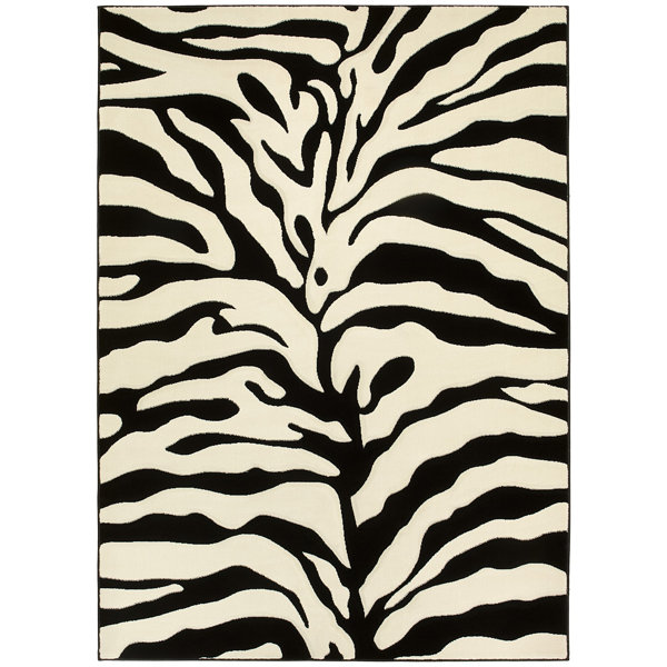 Animal Print Hand-Woven Black/White Area Rug by LYKE Home