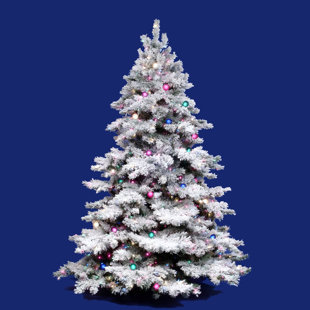 Flocked Alaskan 3 White On Green Artificial Christmas Tree With 100 Dura Lit Clear Lights Flocked Alaskan 3 White On Green Artificial Christmas Tree With 100 Dura Lit Clear Lights