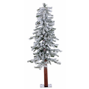 4 Foot White Christmas Trees You Ll Love Wayfair Flocked Alpine 4 White Green Pine Trees Artificial Christmas Tree With 100 Clear Lights