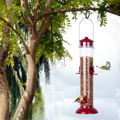 Bird Feeder Classic Tube Feeder Outdoor Hanging Wild Bird Feeders Wine Red 15lb Arlmont  Co
