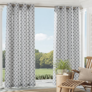 St. Kitts Semi-Opaque Geometric Room Darkening Grommet Single Curtain Panel