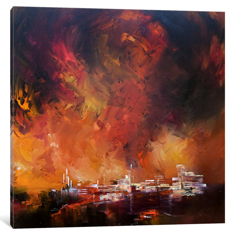 East Urban Home Sun Red Skies Painting Print On Wrapped Canvas