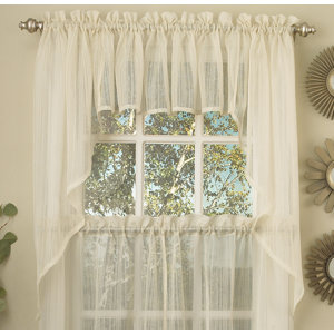 Harmony Micro Stripe Semi Sheer Kitchen Tier Curtain