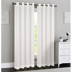 Madeline Polka dots Sheer Grommet Curtain Panels (Set of 2)