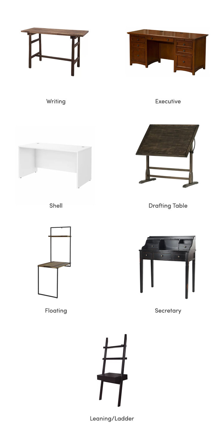collage of all the desk types available