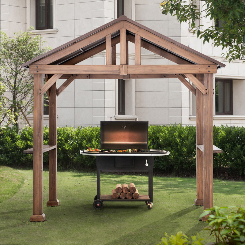 Sunjoy 8 Ft W X 5 Ft D Solid Wood Grill Gazebo Wayfair