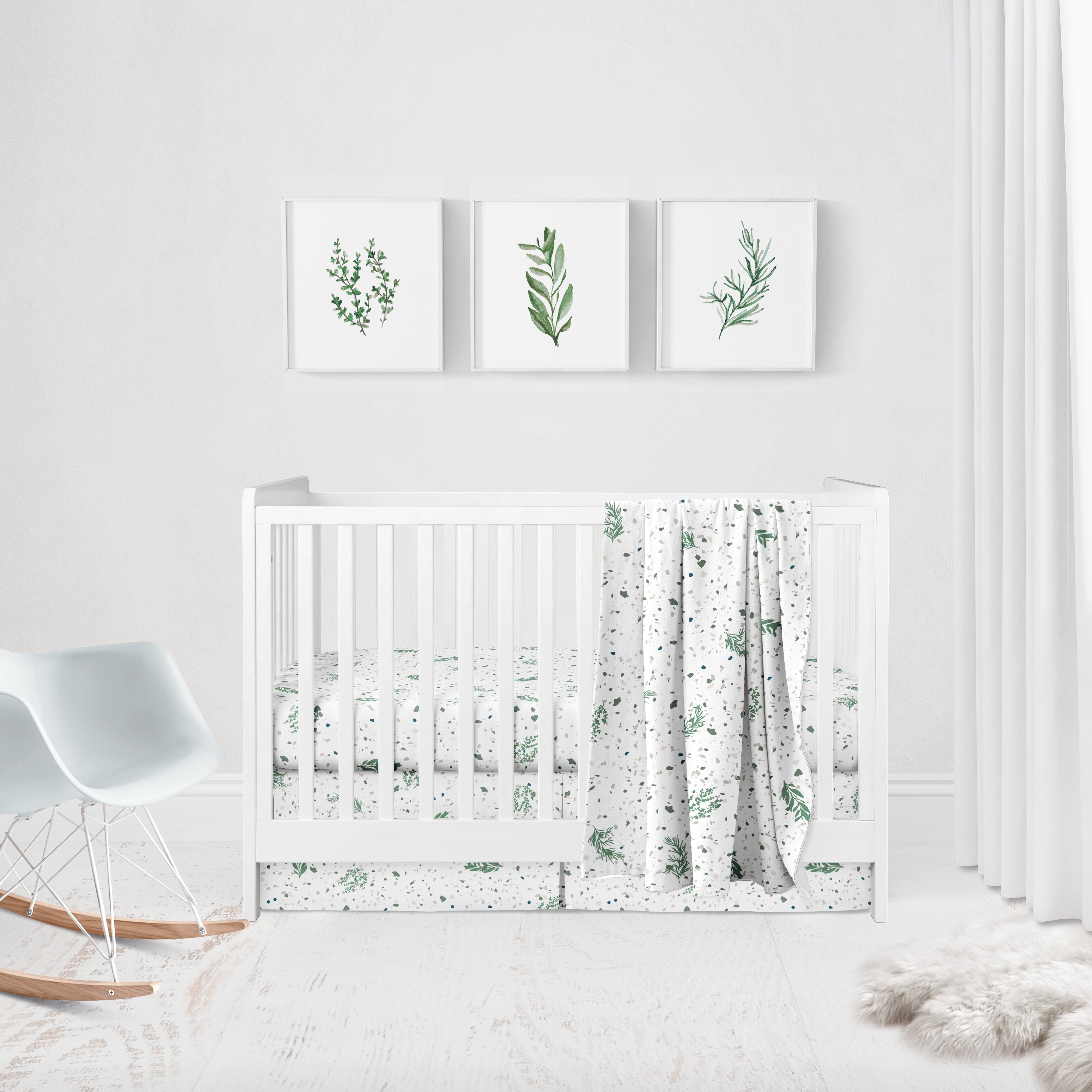 white crib bedding set