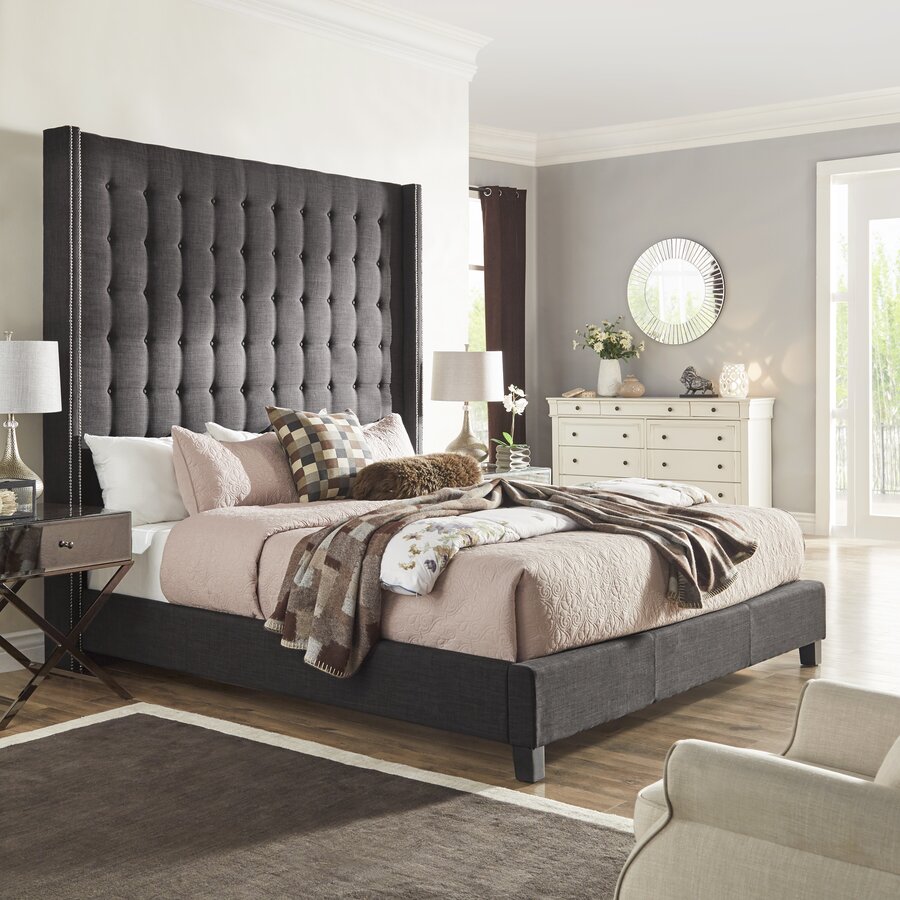 Luxullian Button Tufted Upholstered Low Profile Platform Bed