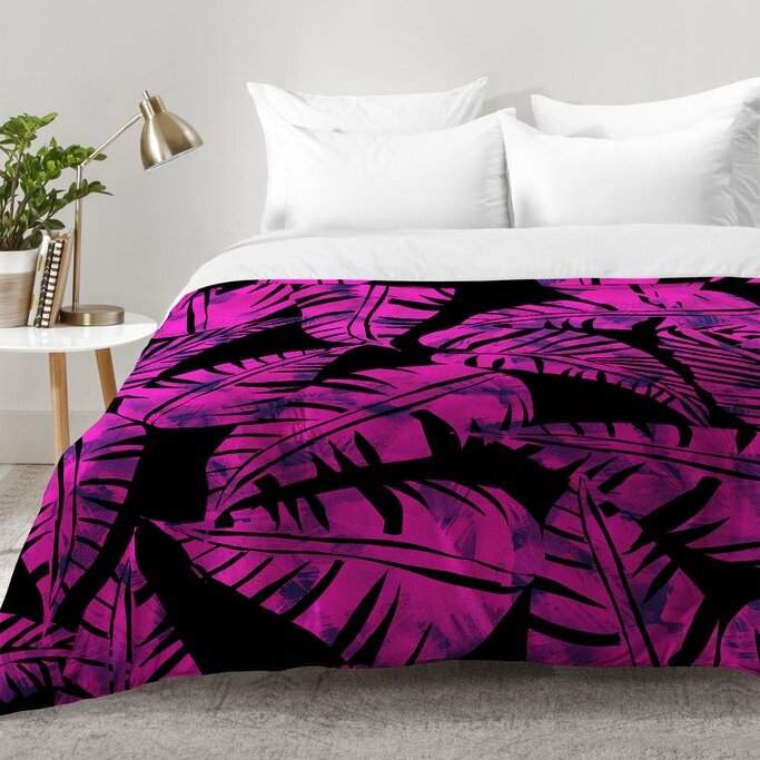 East Urban Home Schatzi Brown Lani Kai Leaf Magenta Comforter Set