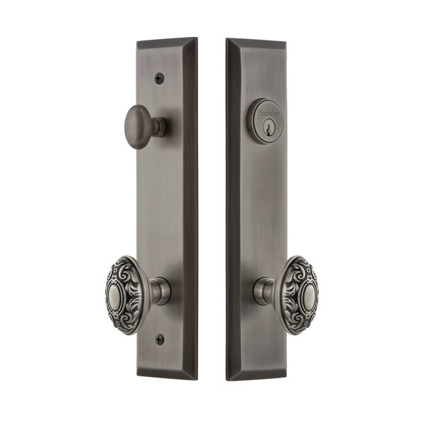 Fifth Avenue Tall Plate Single Cylinder One Piece Knobset with Grande Victorian Knob by Grandeur