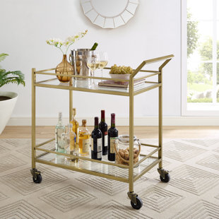 Modern Contemporary Gold Bar Cart With Wine Rack Allmodern Bar Cart