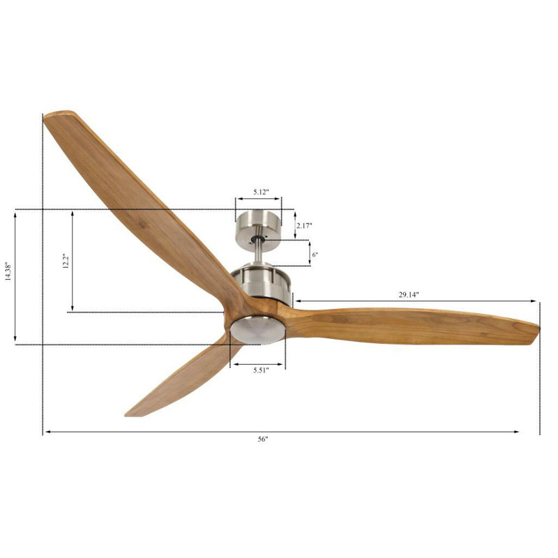 60 Hobert 3 Blade Ceiling Fan With Remote