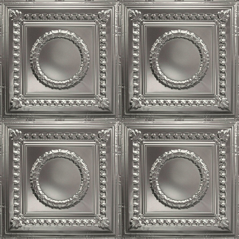 Tin 2 ft. x 2 ft. Glue-Up Ceiling Tile in Silver