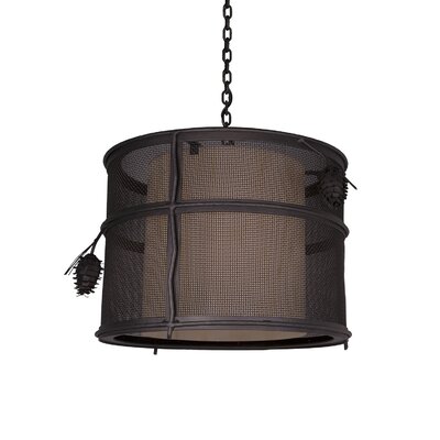 Aitken 1 - Light Shaded Drum Chandelier Loon Peak® Finish: Old Iron, Shade Color: Slag Glass Pretended