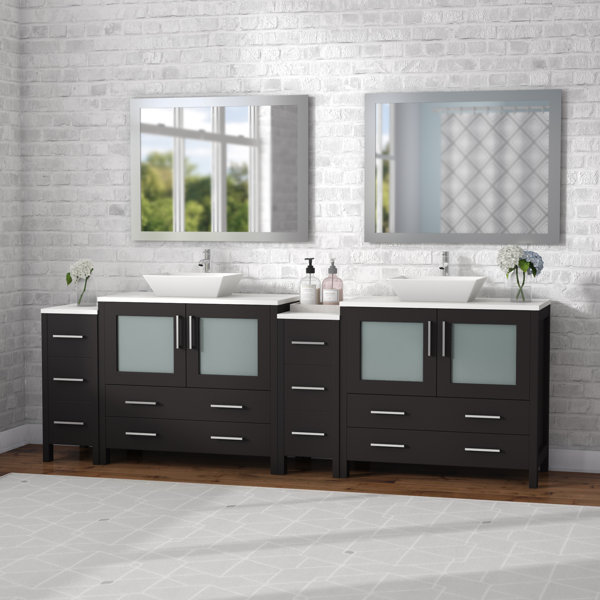 Karson Framed 36 Double Bathroom Vanity Set with Mirror by Wade Logan