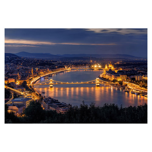 View over Budapest 1.9m x 2.88m Textured Matt Peel & Stick Wall Mural East Urban Home