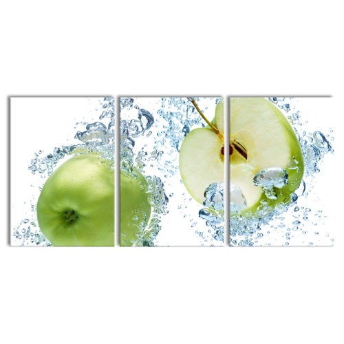 Fresh Apple Slices in Water Photographic Art Print Multi-Piece Image on Canvas East Urban Home Size: 100 cm H x 210 cm W