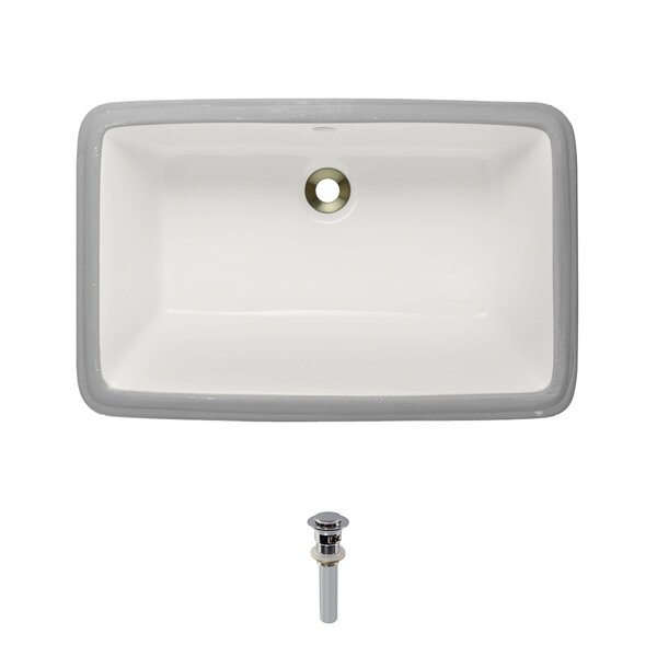 Vitreous China Rectangular Undermount Bathroom Sink with Overflow And Drain Assembly by MR Direct