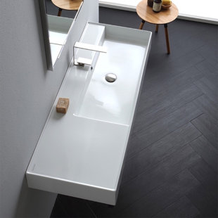 48 Inch Wall Cabinet Wayfair Ceramic 48 Wall Mounted Bathroom Sink With Overflow