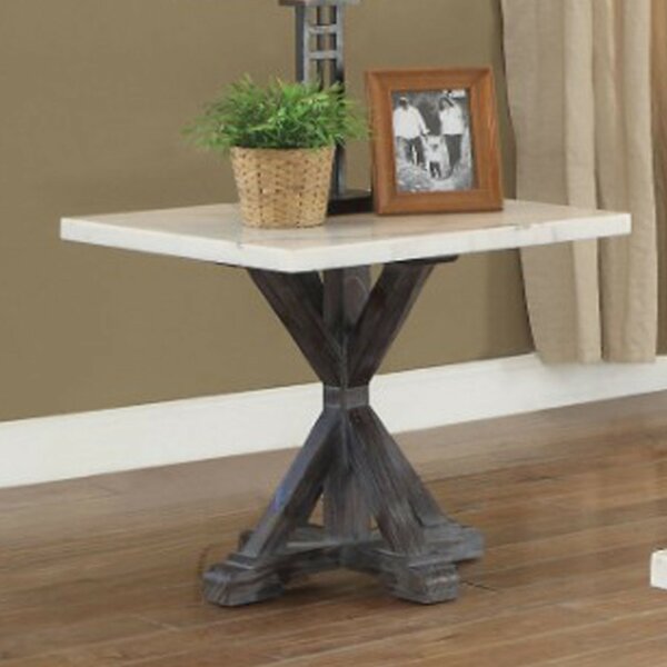 Richmond Valley Marble Top Wooden Tripod Base End Table By Gracie Oaks