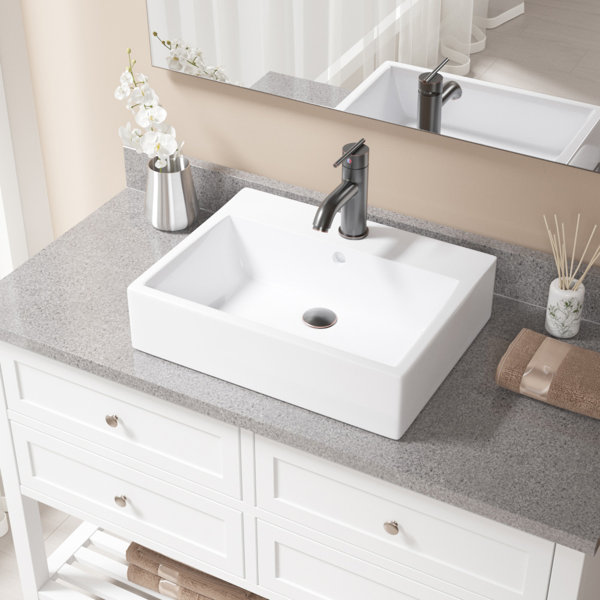 Mrdirect Vitreous China Rectangular Vessel Bathroom Sink With Rectangular Vessel Bathroom Sink