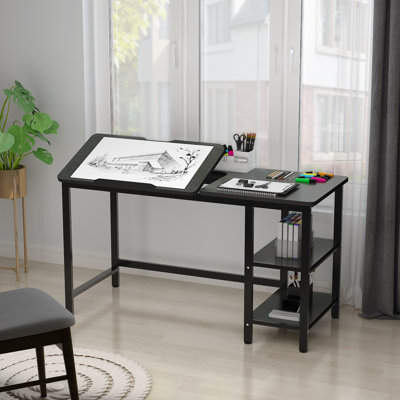 Multi-Function Drafting Table Inbox Zero Color: Black