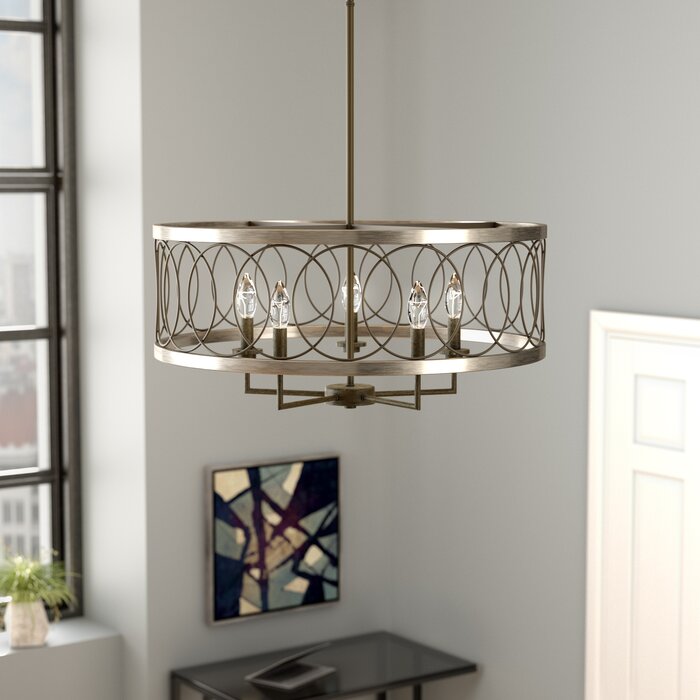 Cliffside 5 Light Candle Style Drum Chandelier