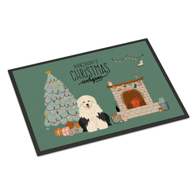 Blue Bedlington Terrier Christmas Everyone Indoor Or Outdoor Mat 24X36 CK7653JMATDog The Holiday Aisle Dog Breed Old English Sheepdog