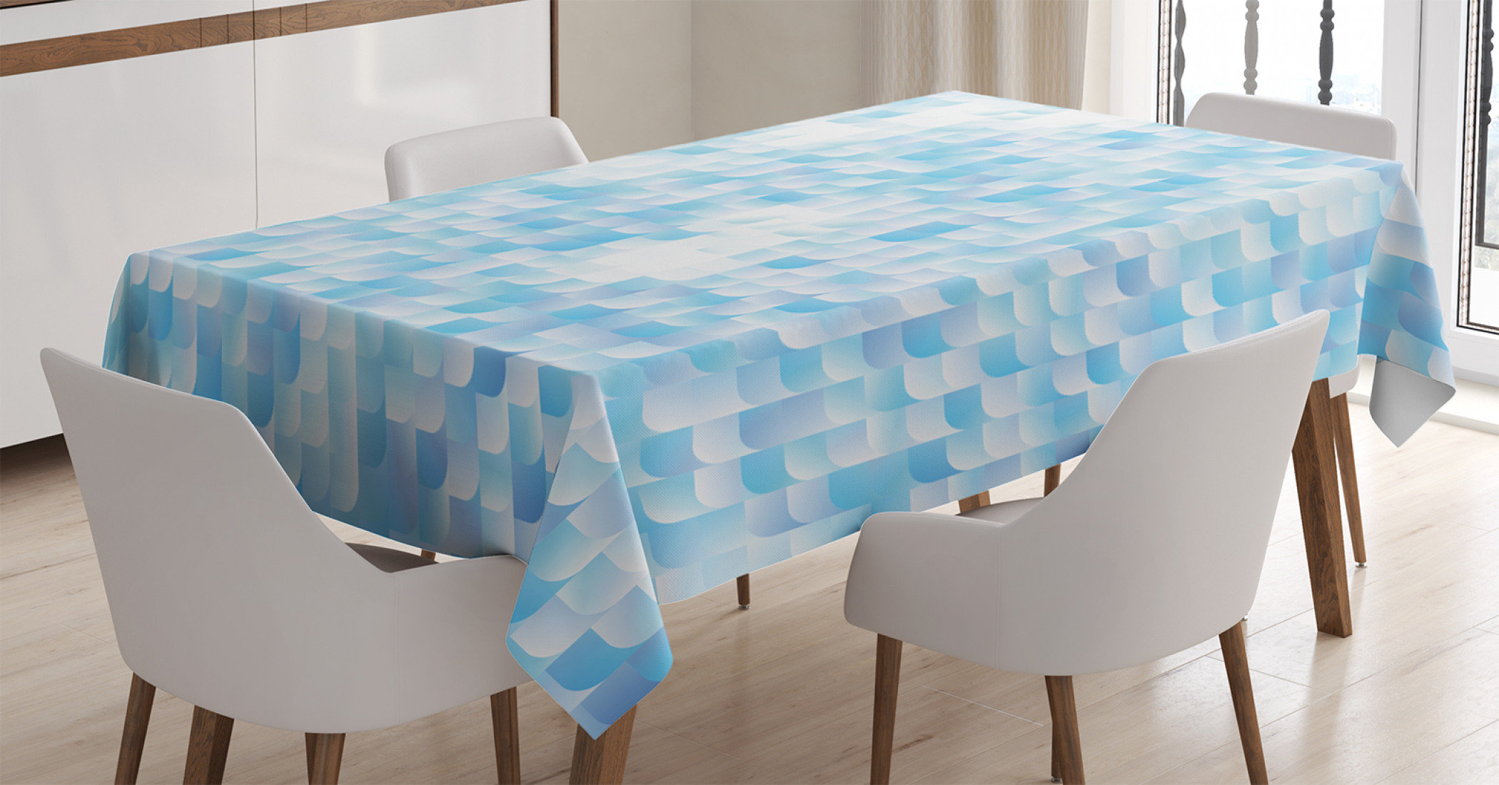 East Urban Home Ambesonne Teal Tablecloth Glisten Fish Scale With