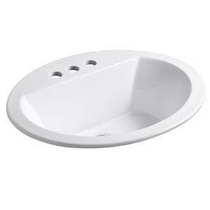 Bryant Ceramic Oval Drop-In Bathroom Sink with Overflow