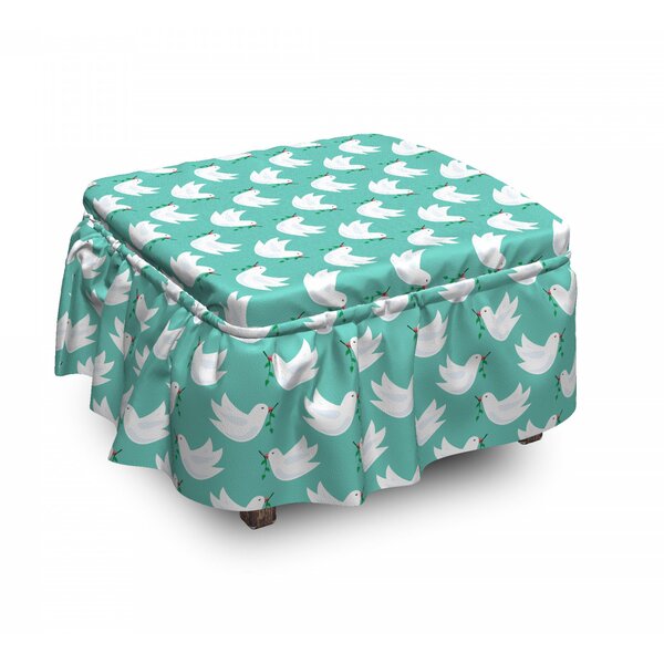 Doodle Dove With Branch Ottoman Slipcover (Set Of 2) By East Urban Home