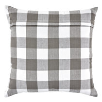 gray and white checked pillows