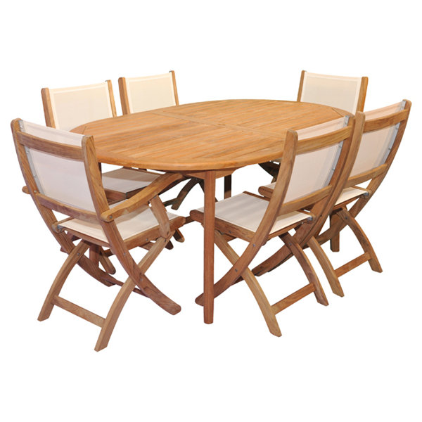 Thompson 7 Piece Teak Dining Set with Cushions by Regal Teak