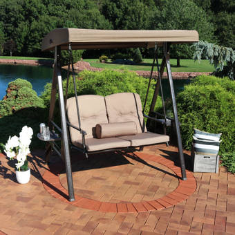 Andover Mills Marquette Glider Porch Swing With Stand Reviews Wayfair