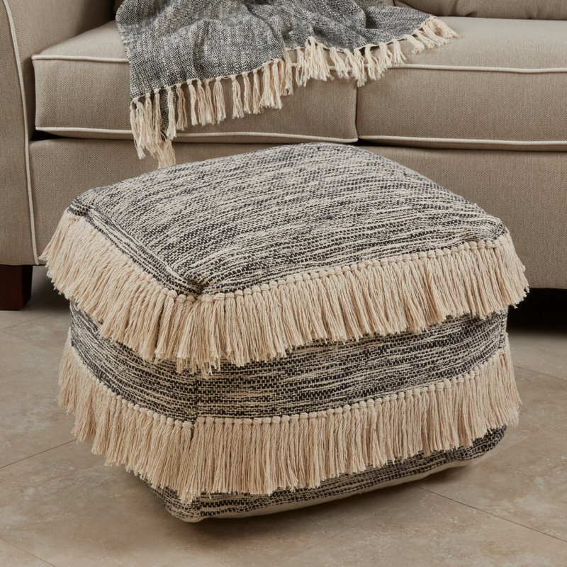 Bungalow Rose Cadey Fringed Design Cotton Floor Pouf Wayfair Cadey Fringed Design Cotton Floor Pouf