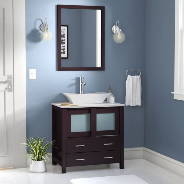 Caufield 30 Single Bathroom Vanity Set with Mirror by Wade Logan