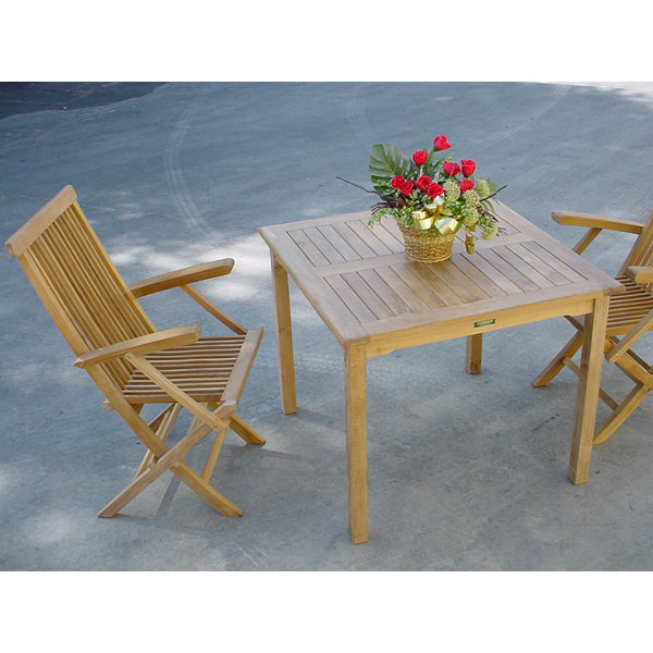 Farnam 3 Piece Teak Bistro Set with Sunbrella Cushions by Rosecliff Heights