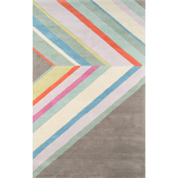 Novogratz Delmar Chevron Handmade Tufted Wool Gray/Pink ...