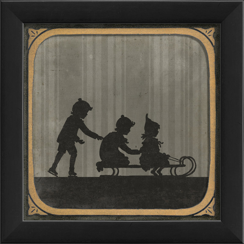 Children Sledding Framed Graphic Art