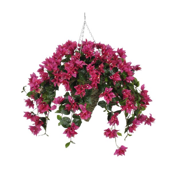 House of Silk Flowers Artificial Bougainvillea Hanging Plant in Beehive ...