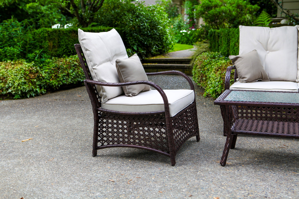 Sol Siesta Clubhouse 4 Piece Sunbrella Sofa Set with Cushions & Reviews