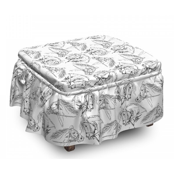 Horses Mare Sketch 2 Piece Box Cushion Ottoman Slipcover Set By East Urban Home