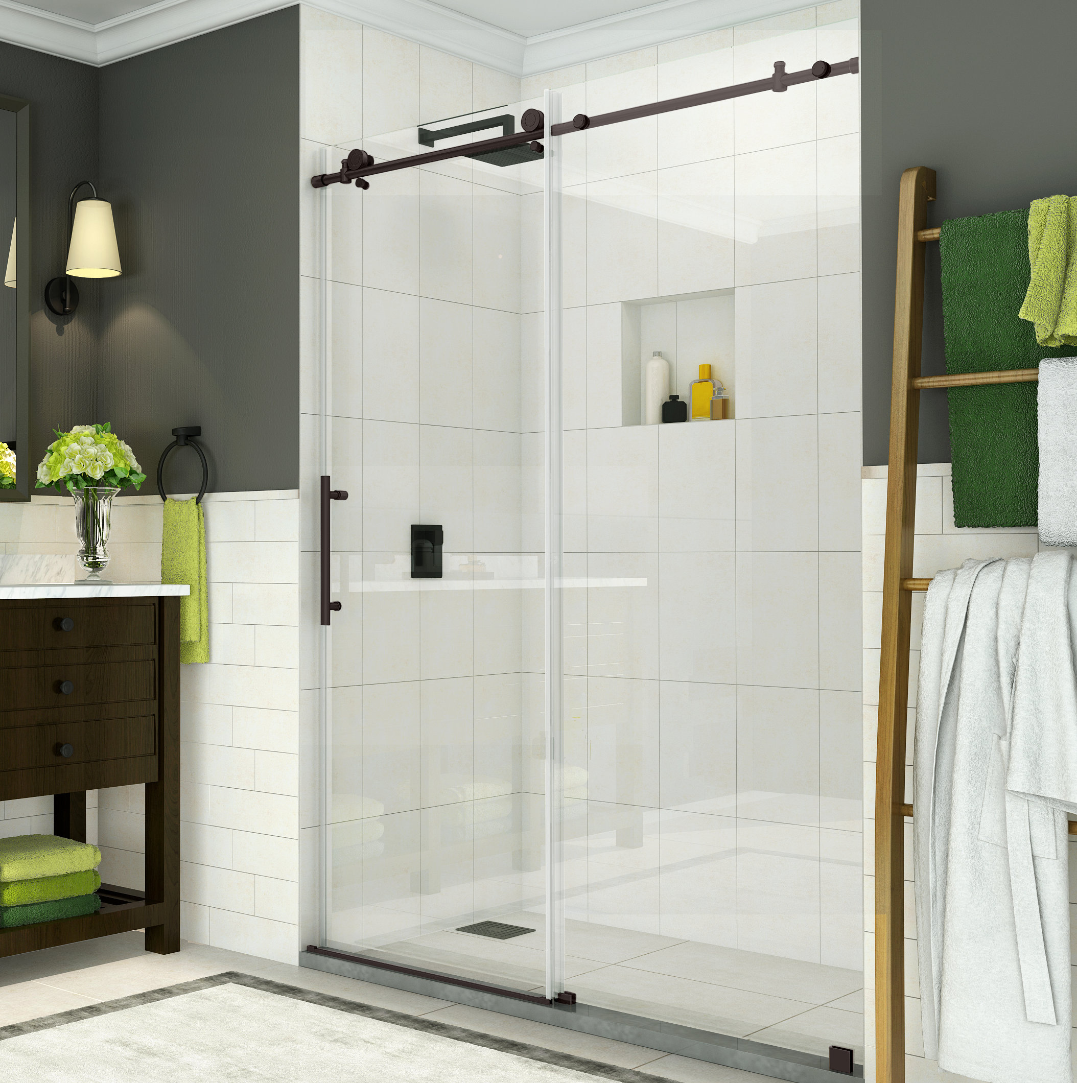 Aston Coraline 56 60 X 76 Single Sliding Frameless Shower