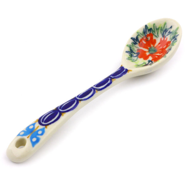 Cornflower and Butterflies Polish Pottery Teaspoon by Polmedia