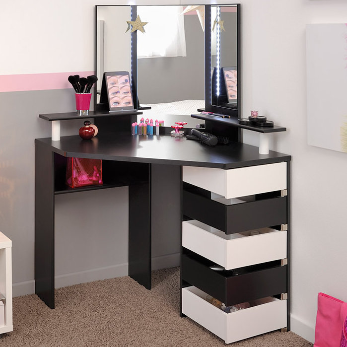 Parisot Volage Makeup Vanity With Mirror Reviews Wayfair Volage Makeup Vanity With Mirror