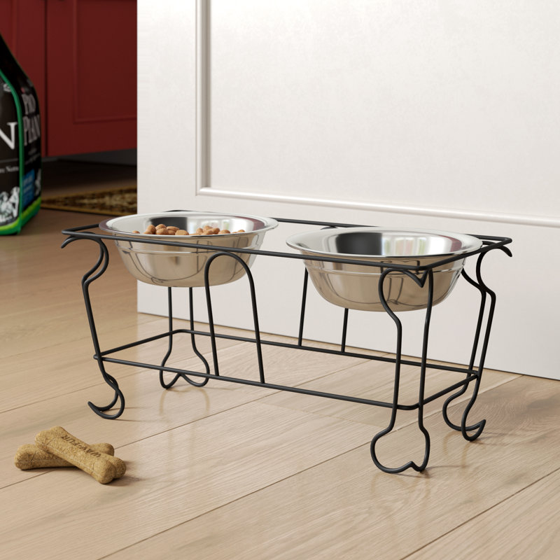 Tucker Murphy Pet Hulse Wrought Iron With Double Bowls Elevated