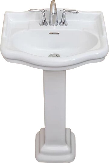 Roosevelt Vitreous China 22 Pedestal Bathroom Sink with Overflow by Fine Fixtures
