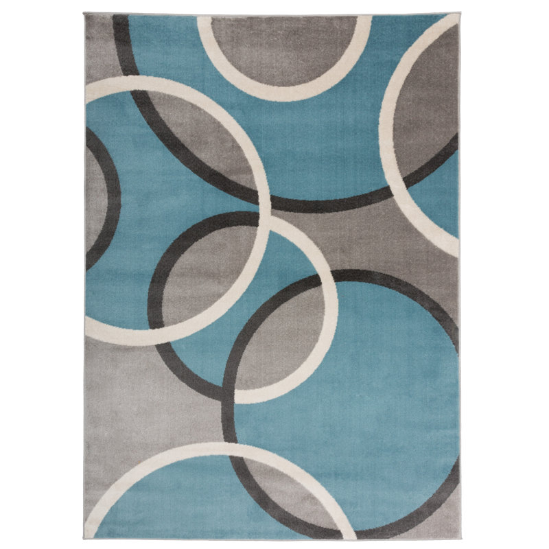 Orren Ellis Dibella Circles Geometric Blue Area Rug Reviews Orren Ellis Dibella Circles Geometric