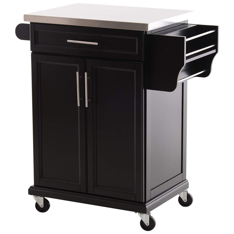 Ebern Designs Taunton Rolling Kitchen Island With Stainless Steel