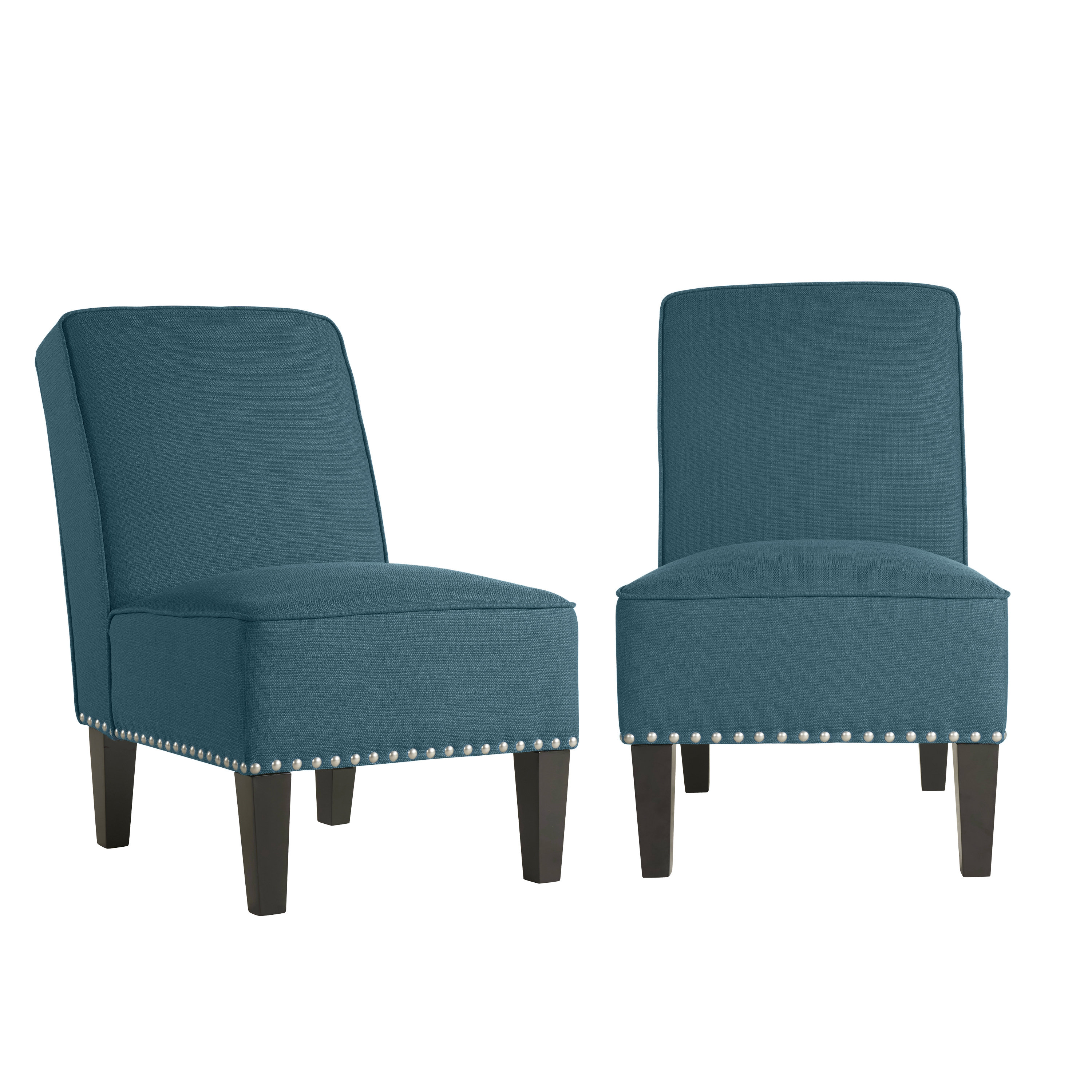 House in Box Charlton Retro PU//Velvet//Fabric Seat Kitchen Furniture Side Chairs Velvet Aqua Metal Legs Set of 2 Dining Chairs
